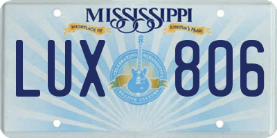 MS license plate LUX806