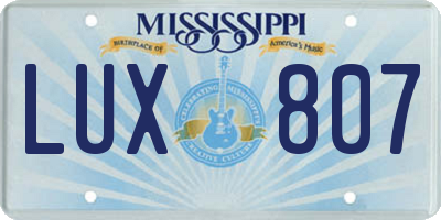 MS license plate LUX807
