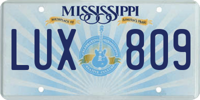 MS license plate LUX809
