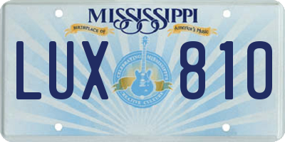 MS license plate LUX810