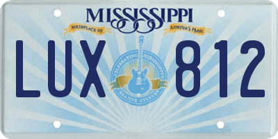MS license plate LUX812