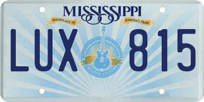 MS license plate LUX815