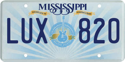 MS license plate LUX820