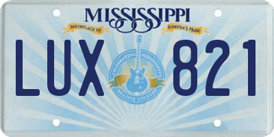 MS license plate LUX821