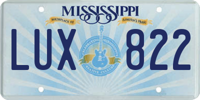 MS license plate LUX822