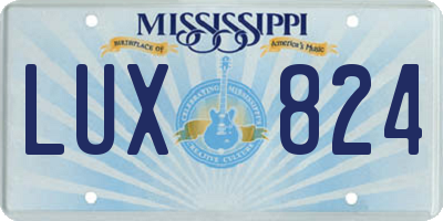 MS license plate LUX824