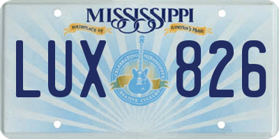 MS license plate LUX826