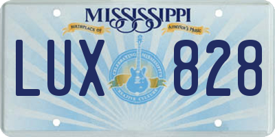 MS license plate LUX828