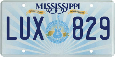 MS license plate LUX829
