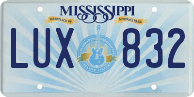 MS license plate LUX832