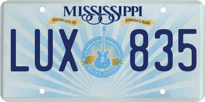 MS license plate LUX835