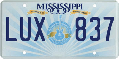 MS license plate LUX837