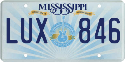 MS license plate LUX846