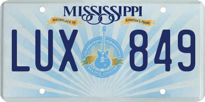 MS license plate LUX849