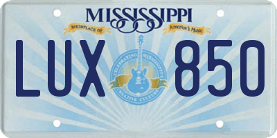 MS license plate LUX850
