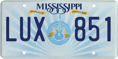 MS license plate LUX851
