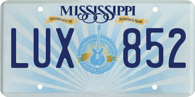 MS license plate LUX852