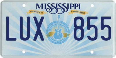MS license plate LUX855