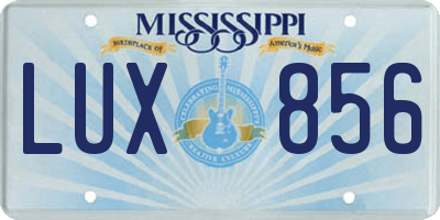 MS license plate LUX856