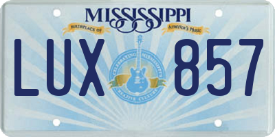 MS license plate LUX857