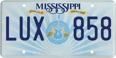 MS license plate LUX858