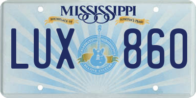 MS license plate LUX860