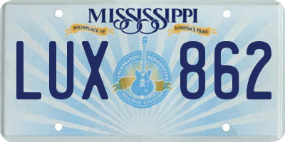 MS license plate LUX862