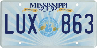 MS license plate LUX863