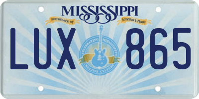 MS license plate LUX865