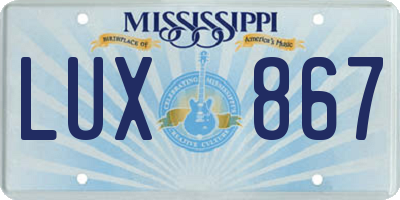 MS license plate LUX867
