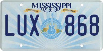 MS license plate LUX868