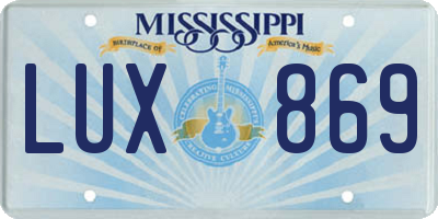 MS license plate LUX869