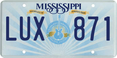 MS license plate LUX871