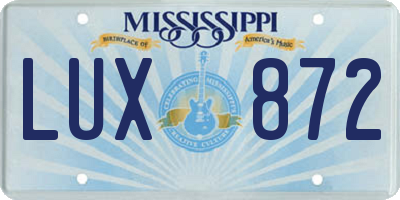 MS license plate LUX872