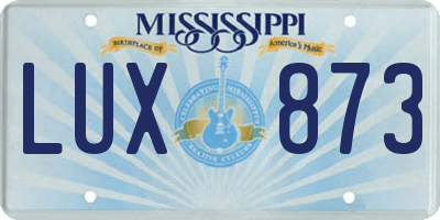 MS license plate LUX873