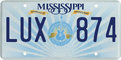 MS license plate LUX874
