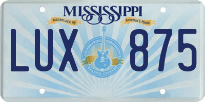 MS license plate LUX875