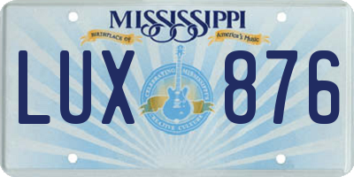 MS license plate LUX876
