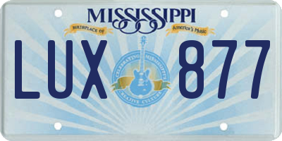 MS license plate LUX877