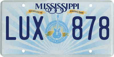 MS license plate LUX878