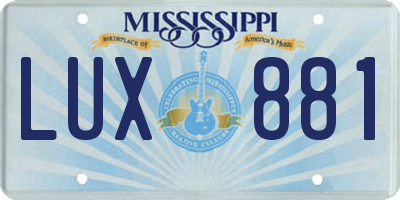 MS license plate LUX881