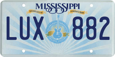 MS license plate LUX882