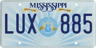 MS license plate LUX885