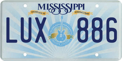 MS license plate LUX886