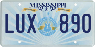 MS license plate LUX890
