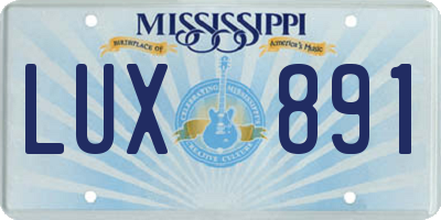 MS license plate LUX891