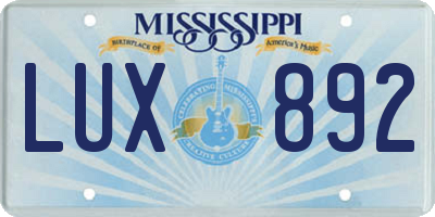 MS license plate LUX892