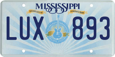 MS license plate LUX893
