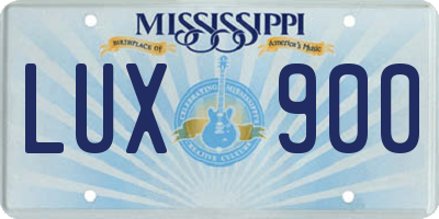 MS license plate LUX900