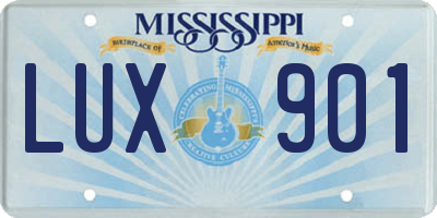 MS license plate LUX901